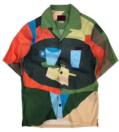 SS17 Prada “Still Life” Abstract Painting Camp Collar Shirt